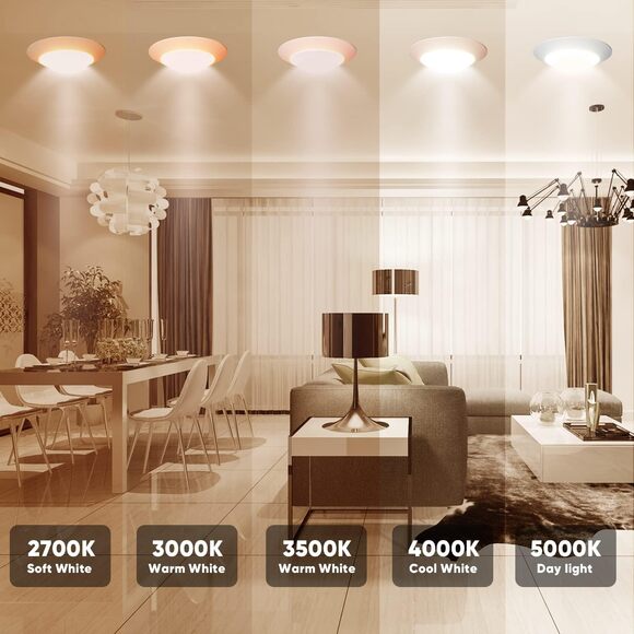 7.5" Flush6-PK Flush Mount LED Disk Light – 15W, 1000lm, CRI90, 5CCT - Picture 5 of 6